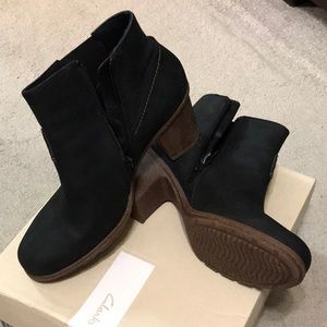 Clarks Black Leather Booties